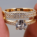 Conjunto de anéis femininos de luxo com 2 peças